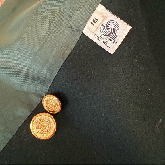 Vintage Hunter Green Wool Coat Forecaster Boston Double Breasted Gold Buttons 18 - Picture 5 of 8